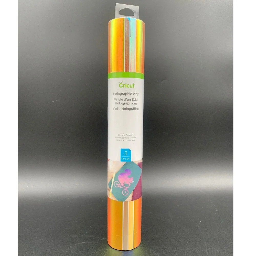Cricut Holographic Vinyl Horizon Sampler 12x24 3‎ Sheets Iridescent Orange Gold